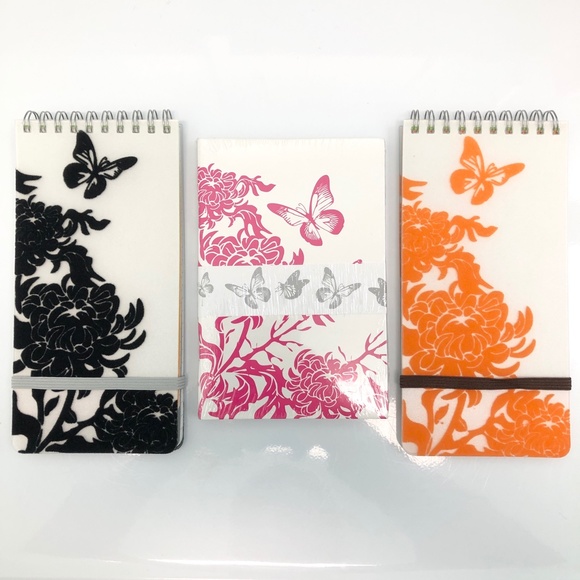 SKYHIGH Set of 5 Mini Journals + Note Pads Flocked Floral Butterflies Lined NEW! - Picture 3 of 14